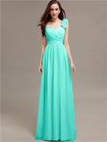 A-line One-Shoulder With Flowers Floor-Length Bridesmaid Dresses