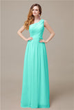 One-Shoulder A-line Chiffon Elegant Floor-Length Bridesmaid Dresses