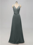 A-line V Neck Floor Length Bridesmaid Dresses