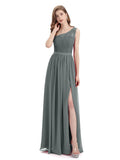 One-Shoulder A-line Top Lace Floor-Length Bridesmaid Dresses