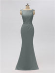 Sleeveless Mermaid Bateau Floor Length Bridesmaid Dresses