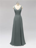 Fashion A-line V-neck Chiffon Bridesmaid Dresses