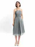 A-line Halter Sleeveless Pleats Short Bridesmaid Dresses