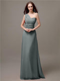 Unique One-shoulder Sleeveless A-line Floor-Length Bridesmaid Dresses