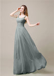 Shoulder Strap A-line Chiffon Elegant Floor-Length Bridesmaid Dresses