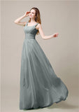 Shoulder Strap A-line Chiffon Elegant Floor-Length Bridesmaid Dresses