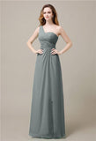 One-Shoulder A-line Sleeveless Floor-Length Bridesmaid Dresses