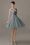 Simple A-line Knee-Length Chiffon Half-Back Bridesmaid Dresses