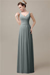 Spaghetti Strap A-line Simple Chiffon Floor-Length Long Bridesmaid Dresses