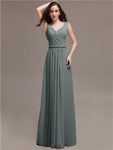 Honest A-line Chiffon Long Bridesmaid Dresses