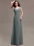 Honest A-line Chiffon Long Bridesmaid Dresses