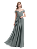 Simple A-line Chiffon Spaghetti Straps Bridesmaid Dresses