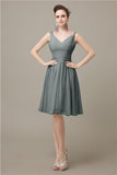 Elegant V-neck  A-line Knee-Length Bridesmaid Dresses