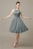 Halter  A-line Knee-Length Chiffon Bridesmaid Dresses