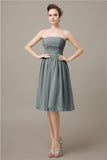 Pretty Strapless Chiffon A-line Knee-Length Bridesmaid Dresses