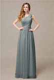 One-Shoulder A-line Chiffon Elegant Floor-Length Bridesmaid Dresses