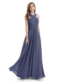 A-line Unique Deisgn Chiffon Long Bridesmaid Dresses