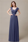 Cap Sleeves A-line Chiffon Floor-Length Bridesmaid Dresses