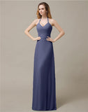 Halter Chiffon A-line Sleeveless Floor-Length Bridesmaid Dresses