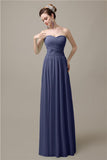 Sweetheart A-line Simple Chiffon Floor-Length Long Bridesmaid Dresses