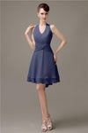 High-low Chiffon A-line Halter Short Bridesmaid Dresses