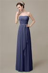 Simple A-line Chiffon Straight Floor-Length Long Bridesmaid Dresses