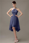 Unique A-line Halter High-Low Short Bridesmaid Dresses