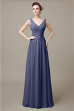 V-Neck Chiffon A-line Floor-Length Bridesmaid Dresses