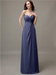 Elegant Sweetheart Chiffon A-line Long Bridesmaid Dresses