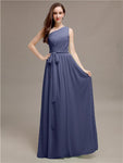 A-line One-shoulder Long Bridesmaid Dresses