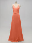 A-line V Neck Floor Length Bridesmaid Dresses