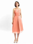 A-line Halter Sleeveless Pleats Short Bridesmaid Dresses