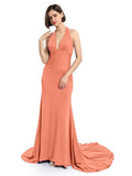 Deep V-neck Halter Mermaid Long Bridesmaid Dresses