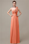 Simple A-line One-Shoulder Floor-Length Chiffon Bridesmaid Dresses