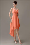 A-line Chiffon V-Neck High-Low Short Beach Bridesmaid Dresses