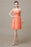 Simple Strapless Chiffon A-line Knee-Length Bridesmaid Dresses