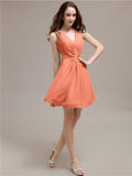 V-Neck Short A-Line Knee length Bridesmaid Dresses