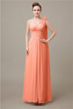 One Shoulder Chiffon A-line Floor-Length Bridesmaid Dresses