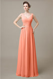 V-Neck Chiffon A-line Floor-Length Bridesmaid Dresses