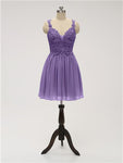 A-line Strap Chiffon Applique Short Bridesmaid Dresses