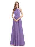 A-line Sleeveless High Neck Floor-Length Bridesmaid Dresses