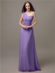 Unique One-shoulder Sleeveless A-line Floor-Length Bridesmaid Dresses