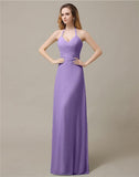 Halter Chiffon A-line Sleeveless Floor-Length Bridesmaid Dresses