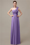 Simple A-line One-Shoulder Floor-Length Chiffon Bridesmaid Dresses