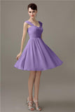 Simple A-line Knee-Length Chiffon Half-Back Bridesmaid Dresses