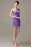 Charming Lace One-shoulder Short Bridesmaid Dresses