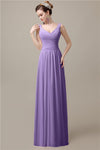 Spaghetti Strap A-line Simple Chiffon Floor-Length Long Bridesmaid Dresses