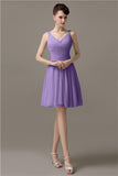 Chiffon Sexy V-neck A-line Knee-Length Bridesmaid Dresses