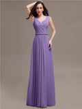 Honest A-line Chiffon Long Bridesmaid Dresses