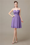 Simple Strapless Chiffon A-line Knee-Length Bridesmaid Dresses